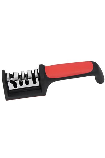 ABYZ Professional 4-speed knife sharpener, stainless steel and ABS material, black with red color