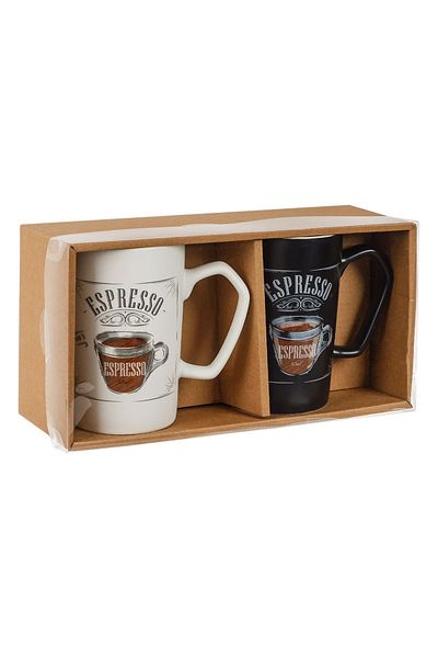 ABYZ Set of 2 X-press ceramic mugs for coffee or tea, 370 ml