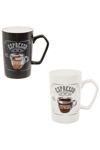 ABYZ Set of 2 X-press ceramic mugs for coffee or tea, 370 ml