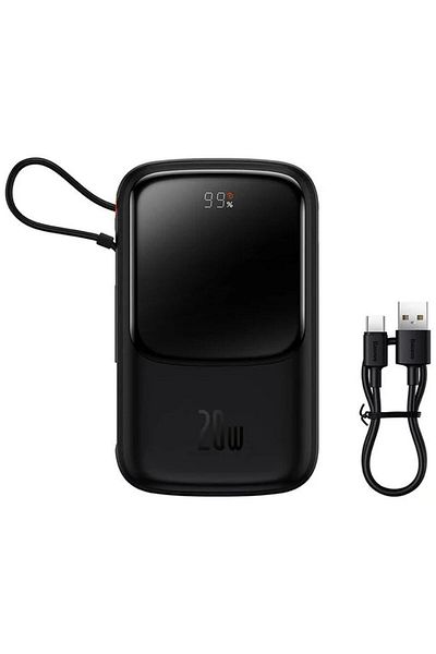 Baseus External Accumulator Q Pow Digital Display Quick Charge 10000mah, Lightning Cable 20w, Black