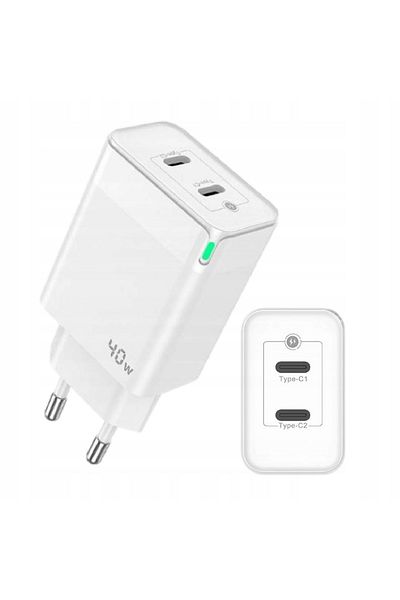 PRESTICO F16 2 X Usb-c, Pd, Fast Charge, 40w White Power Adapter