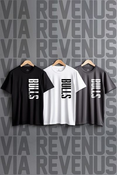 Vordevia Bulls Text Printed 3-Piece 100% Cotton Combed Cotton Tshirt