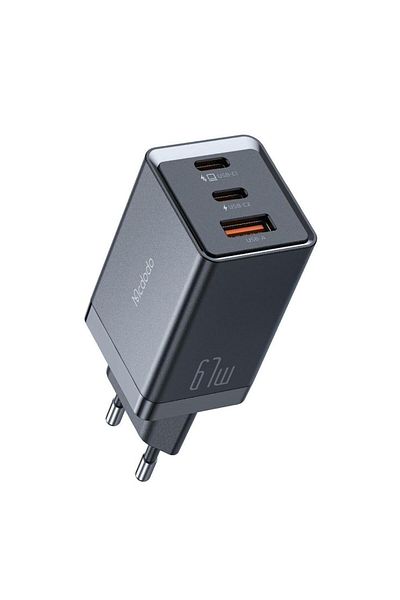 Mcdodo Incarcator Retea GaN5 Mini Pro Fast Charger 67W, Port 2xType-C+ 1xUSB-A, Plug EU, Black