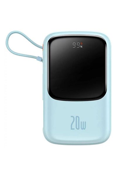 Baseus Acumulator extern Q Pow Digital Display Quick Charge 10000mAh, cablu Lightning 20W, Albastru