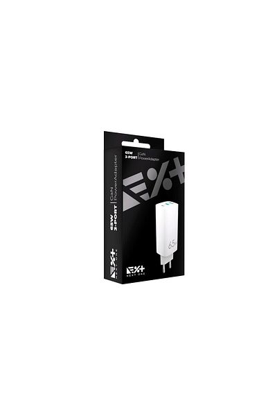 NEXT ONE Network charger Next One Fast charging, GaN 3 Ports 2x USB-C, 1X USB-A, 65W, White