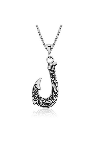 norsary Silver Hook Mens Necklace