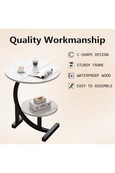 Generic C-Shaped Side Table Round End Table, Modern Style Couch Table Snack Table Coffee Table Tea T