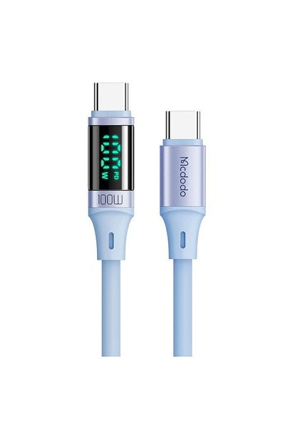 Mcdodo Cablu Type-c La Type-c Digital Display Silicone, Fast Charging, 100w, 1.2m, Albastru