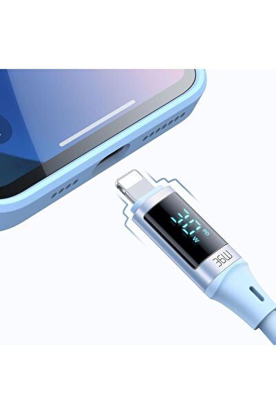 Mcdodo Cable Type-C to Lightning Digital Display Silicone Fast Charging, 36W, 1.2m Blue