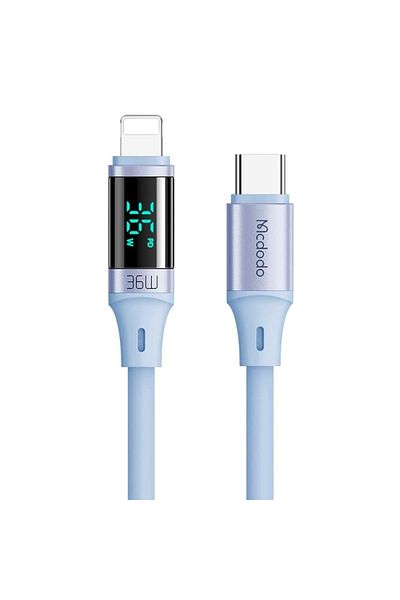 Mcdodo Cablu Type-c La Lightning Digital Display Silicone Fast Charging, 36w, 1.2m Albastru