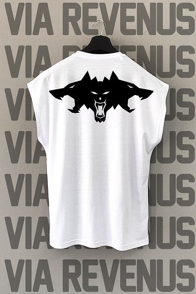 Vordevia Wolf Back Printed Zero Sleeve Crew Neck Sports Tshirt