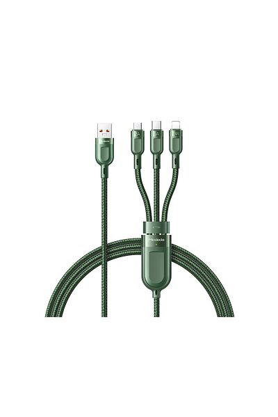 Mcdodo Cablu 3 in 1 Lightning & MicroUSB & Type-C Super Fast Charging Green (5A, 1.2m)