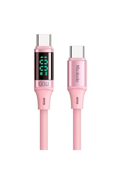 Mcdodo Cablu Type-C la Type-C Digital Display Silicone, Fast Charging, 100W, 1.2m, Roz