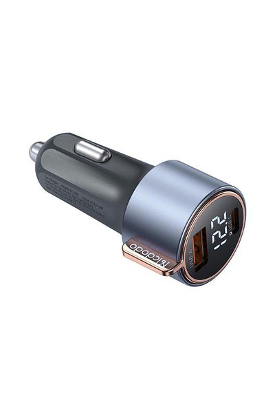 Mcdodo Car Charger Dual Port 1x Usb, 1x Type-c Digial Display, Pd Fast Charging, 75w, Black