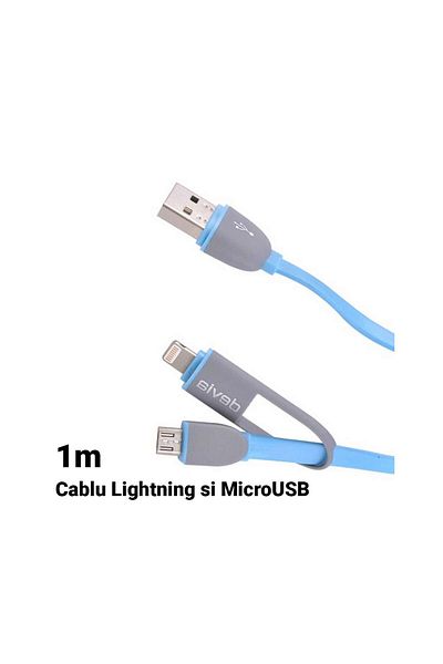 Devia Cablu Lightning Si Microusb Speed 2 In 1 Blue (SINCRONIZARE SI INCARCARE)