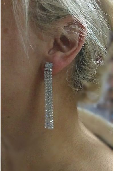 mos&more Silver Stone Waterway Dangle Earrings for Women, 3 Strips
