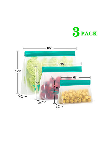 Choice8 3 حقيبة تخزين طعام قابلة لإعادة الاستخدام، مزودة بغطاء علوي مانع للتس...