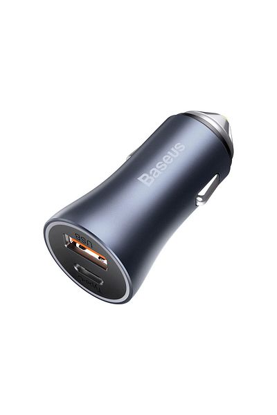 Baseus Car charger Usb Si Type-c Golden Contactor Pro Dual Quick Charger Dark Gray