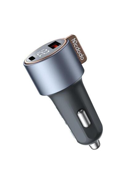 Mcdodo Incarcator Auto Dual Port 1x USB, 1x Type-C Digial Display, PD Fast Charging, 75W, Negru