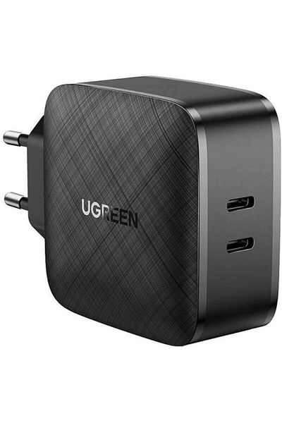 Ugreen Quick Charger 65w, 2 X Usb Type-c 5v/3a, Black-Green 0.75 Lei/pc