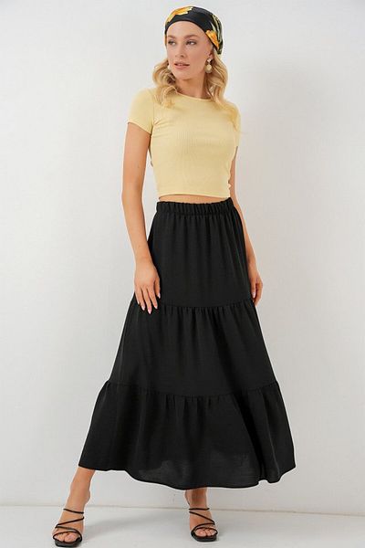 modaserdem Ayrobin Long Skirt 8048 - Black