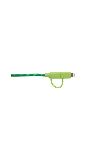 Boompods Cablu MicroUSB & Lightning MFI Duo Green (1m, impletitura textila)