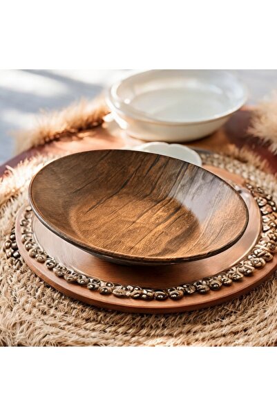 BARITCIOGLU Pit Food Serving Plate Wooden 6 Piece Set