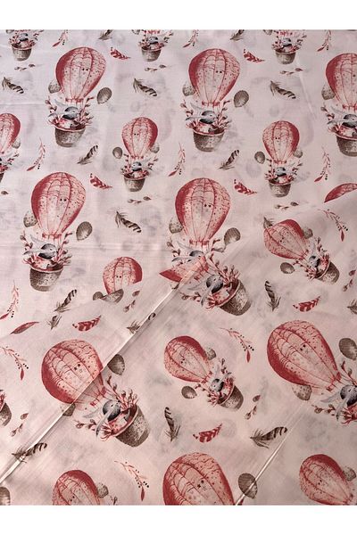Sabaev Textile material, 100% natural cotton, width 240 cm, Balloons and Bunnies pattern