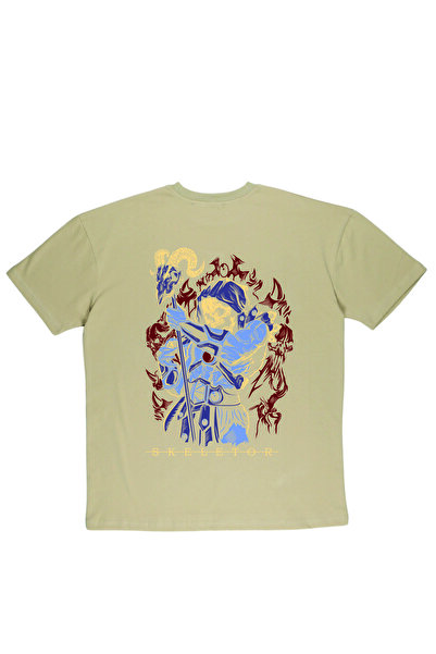 By Caspita Fashion Μπεζ μπλουζάκι Lenithra He-Man Skeletor Anime με στάμπα Unisex Oversize