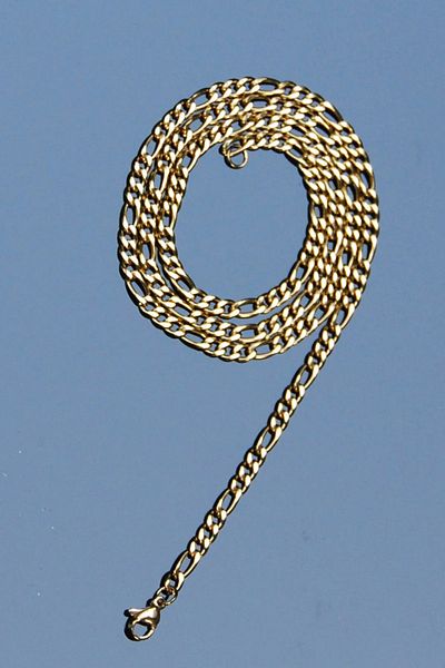 Rua Jewelry Figaro Model Chain Stainless Steel Necklace Gold Color - 4mm 2 Years Warranty