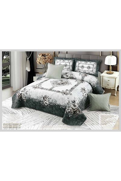 CHIRASO CHIRASO Duvet Cover Set, VELVET, 5 pieces, Duvet Cover 230x250 cm, Abstract print, dark white-gray