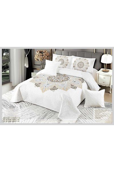 CHIRASO CHIRASO Duvet Cover Set, VELVET, 5 pieces, Duvet Cover 230x250 cm, Abstract print, cream-white
