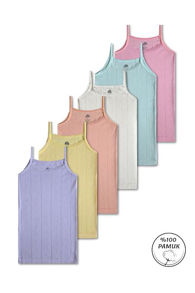 GizaKids 100% Cotton Girls' Undershirt Undershirt Underwear Set of 6