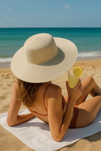 LAGRANZE Women's Plain Straw Hat Beach Hat