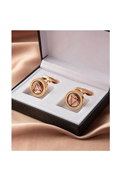 The Casius. Decorative Cufflinks in Stainless Steel Box for Men, Elegant Look, 1.5x2.5 cm, Geometric Design, Gol
