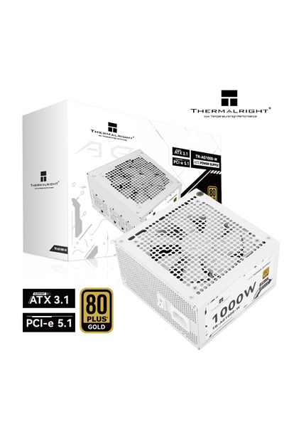 ThermalRight وحدة إمداد طاقة TR-AG 1000-W Gold 80+ Modular PSU، ATX 3.1 - أبيض
