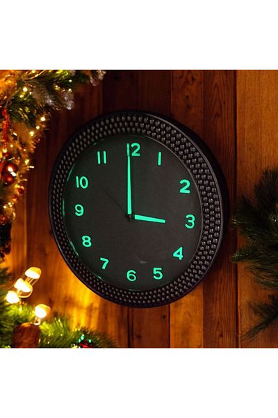 Bahat Phosphorescent 3D Relief Number Silver Chrome Color Wall Clock Diameter 33 cm White