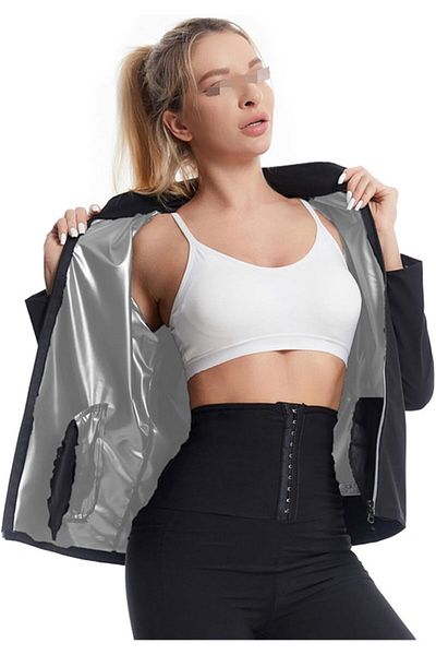 fulina Sweating Sauna Suit,Zipper Designed,with Pockets,Heat-absorbing Polymer Fabric,Help Burn Calories
