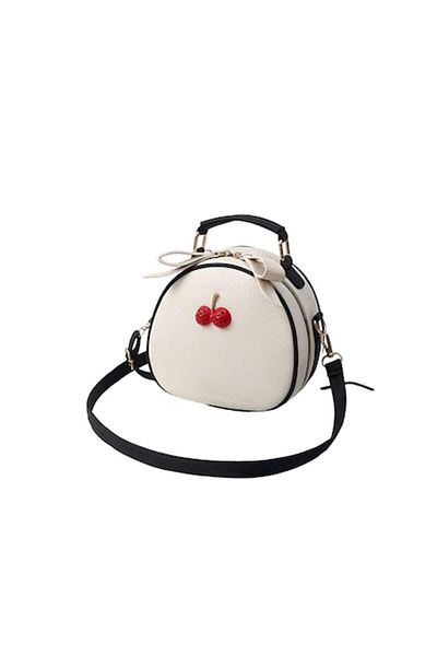 The Casius. Geantă de mână rotundă mini Cherry cu mâner superior și curea crossbody