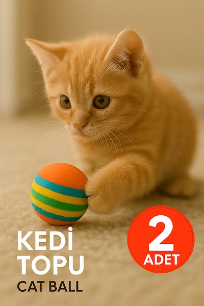 Ayver 2 Pieces Colorful Hard Sponge 3.5 cm Cat Ball Cat Toy Cat Ball