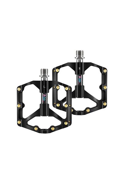 Sofia Concept Set of 2 Pedals for SPD/MTB/BMX Bicycle, Triple Bearing, Aluminum, Anti-Slip, Black/Gold