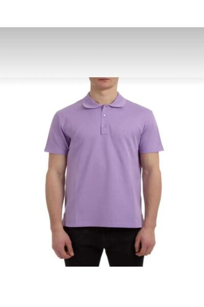 BAGİSTA BUTİK Unisex Lila Short Sleeve 100% Cotton Polo Neck T-Shirt Suitable...