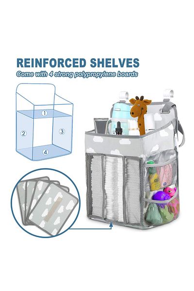 fulina Diaper Caddy Hanging Diaper Caddy Organizer,for Baby Girl Boy Crib Changing Table,Grey