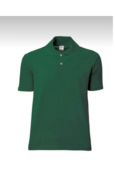 BAGİSTA BUTİK Unisex Dark Green Short Sleeve 100% Cotton Polo Neck T-Shirt Su...