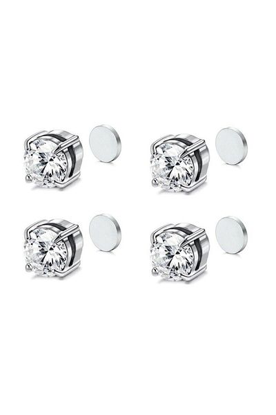 Sprise Set of 2 pairs of earrings with magnet, Zirconium 316, Silver
