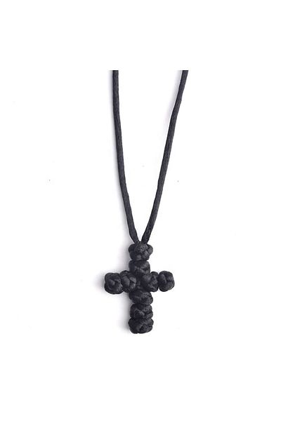 Sprise Handmade Braided Cross Chain, Textile Cord, Black, 45 cm