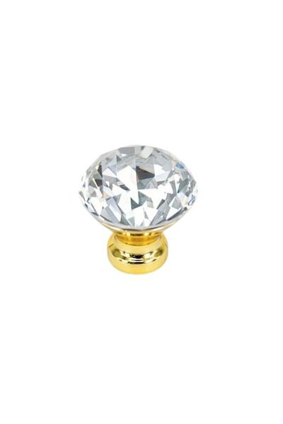 The Casius. Mâner cu buton și design de cristal, 40 mm, culoare aurie