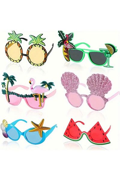 Store Tropical Party Glasses Set – 6-Piece Colorful Accessory