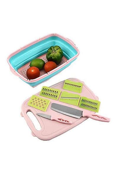 SIKS ® 3-in-1 chopper with strainers and accessories, pink/blue