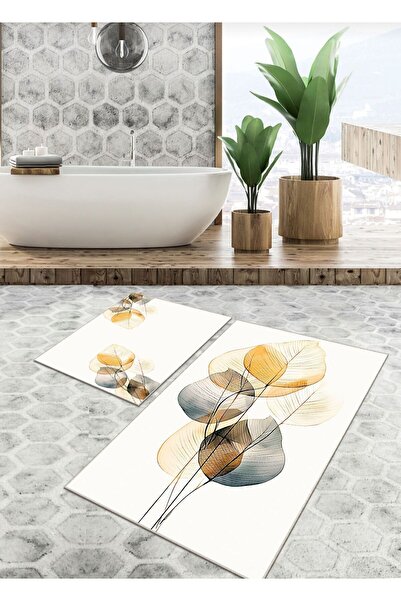 Ardizayn Abstract - Non-Slip, Cotton Woven Base (60X100 - 50X60Cm) 2-Piece Bathroom Rug